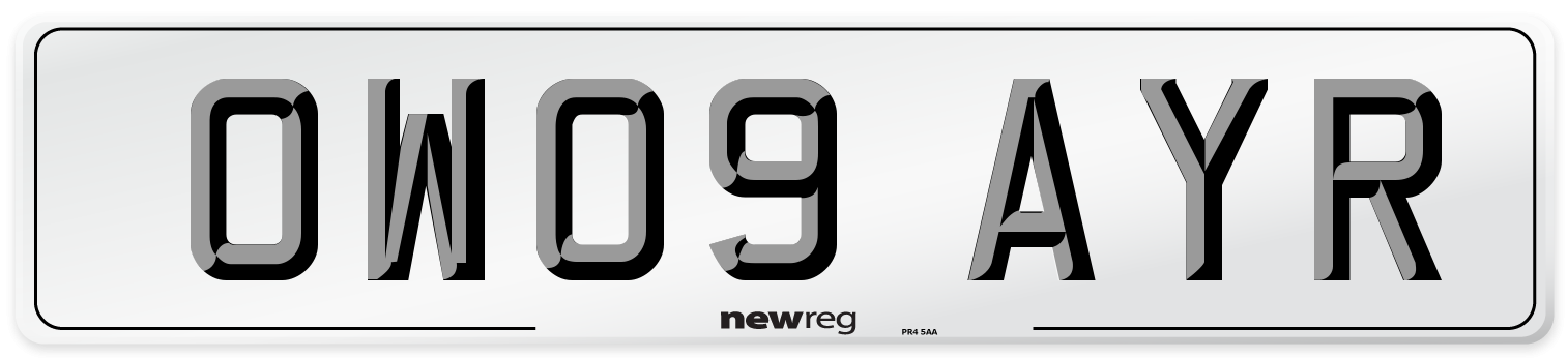OW09 AYR Number Plate from New Reg